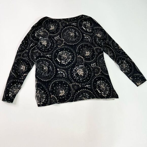 Talbots Merino Wool Sweater Womens MP Crew Floral Tribal Long Sleeve Pullover - Picture 7 of 9